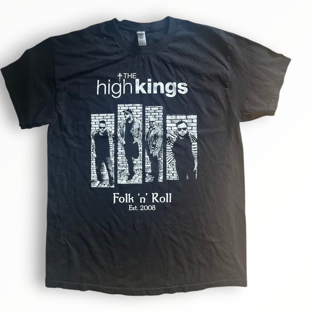 Gildan: The High Kings | Irish Folk Group | Black Graphic Tee Shirt | Sz L | EUC